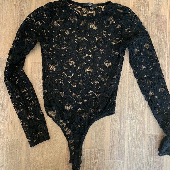 Tops - Missguided Black Lace Bodysuit Small
